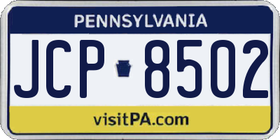 PA license plate JCP8502