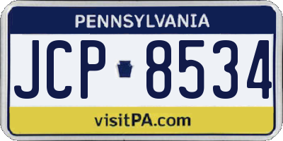 PA license plate JCP8534