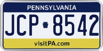 PA license plate JCP8542