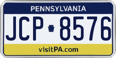 PA license plate JCP8576