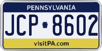 PA license plate JCP8602