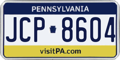 PA license plate JCP8604