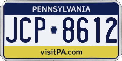 PA license plate JCP8612