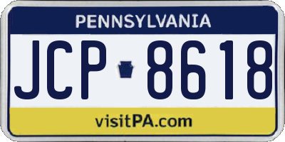 PA license plate JCP8618
