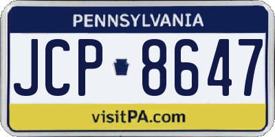 PA license plate JCP8647