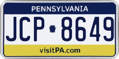 PA license plate JCP8649