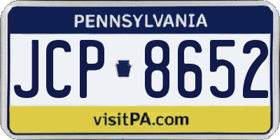 PA license plate JCP8652