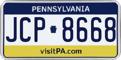 PA license plate JCP8668