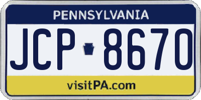 PA license plate JCP8670