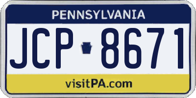 PA license plate JCP8671