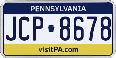 PA license plate JCP8678