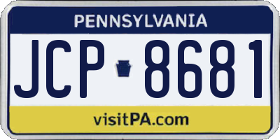 PA license plate JCP8681