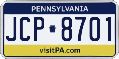 PA license plate JCP8701