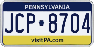 PA license plate JCP8704