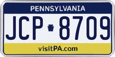 PA license plate JCP8709