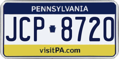 PA license plate JCP8720