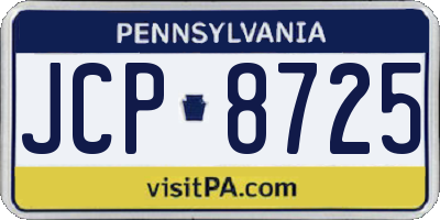 PA license plate JCP8725