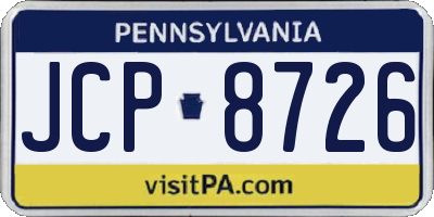 PA license plate JCP8726