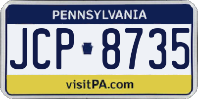 PA license plate JCP8735