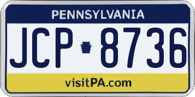 PA license plate JCP8736