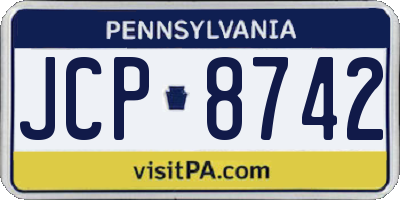 PA license plate JCP8742