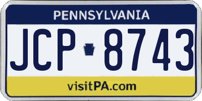 PA license plate JCP8743