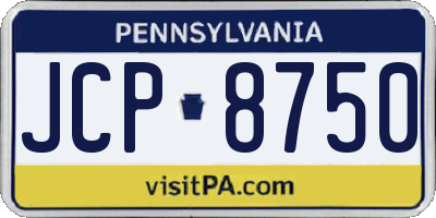PA license plate JCP8750