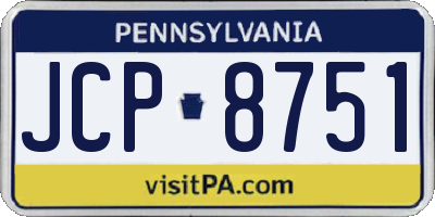 PA license plate JCP8751