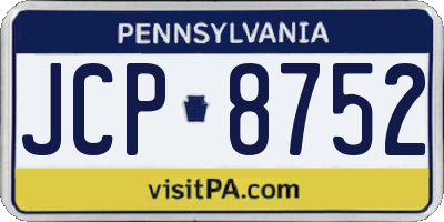 PA license plate JCP8752