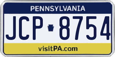 PA license plate JCP8754