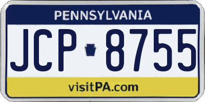 PA license plate JCP8755
