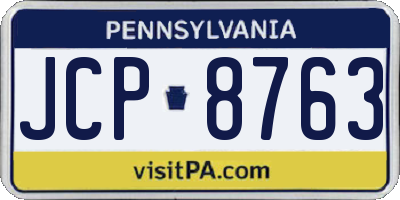 PA license plate JCP8763