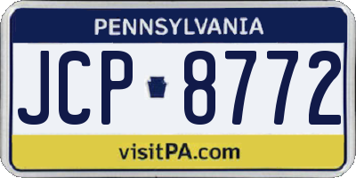 PA license plate JCP8772