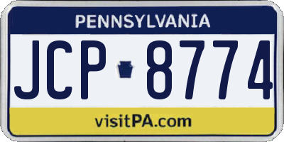 PA license plate JCP8774