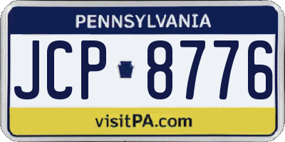 PA license plate JCP8776