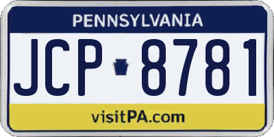 PA license plate JCP8781