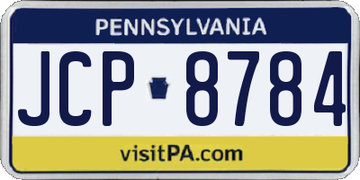 PA license plate JCP8784