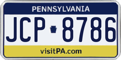PA license plate JCP8786