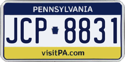 PA license plate JCP8831