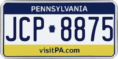 PA license plate JCP8875
