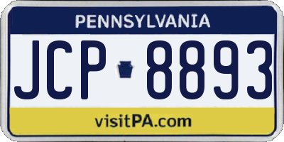 PA license plate JCP8893