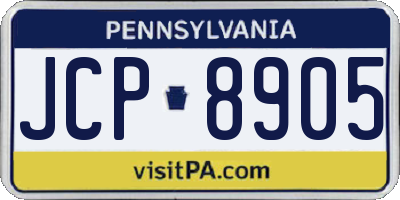 PA license plate JCP8905