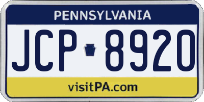 PA license plate JCP8920