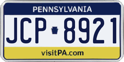 PA license plate JCP8921