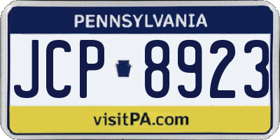 PA license plate JCP8923