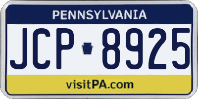 PA license plate JCP8925