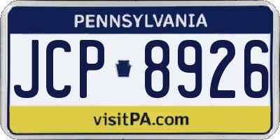 PA license plate JCP8926