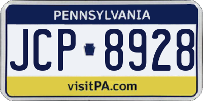 PA license plate JCP8928
