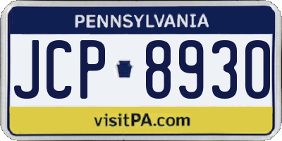PA license plate JCP8930