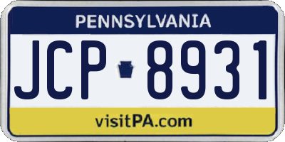 PA license plate JCP8931